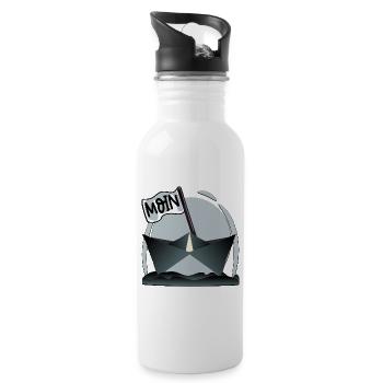 Papierschiff Papierboot MOIN - Trinkflasche mit integriertem Trinkhalm - Weiß - Rechts