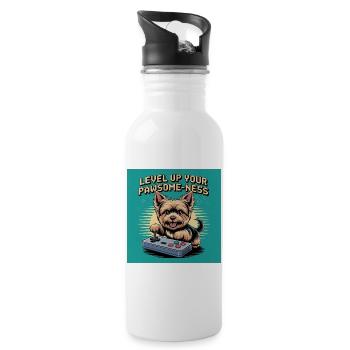Chien de jeu mignon avec motif rétro - Gourde avec paille intégrée - blanc - Droite