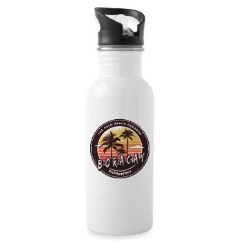 Boracay Philippinen Vintage Design - Trinkflasche mit integriertem Trinkhalm - Weiß - Rechts