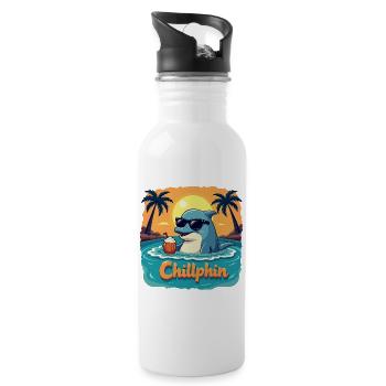Chillphin – Relax like a dolphin - Water bottle with straw - white - Right