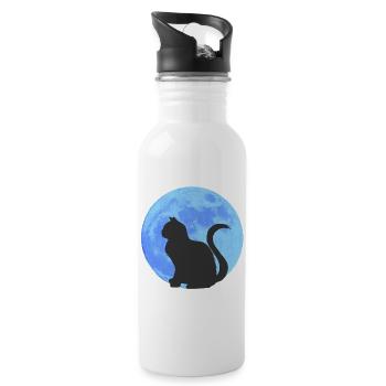 katzen, goth, monde - Trinkflasche mit integriertem Trinkhalm - Weiß - Rechts