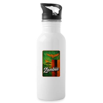 Sambia – Adler über Afrikas Weiten - Trinkflasche mit integriertem Trinkhalm - Weiß - Rechts