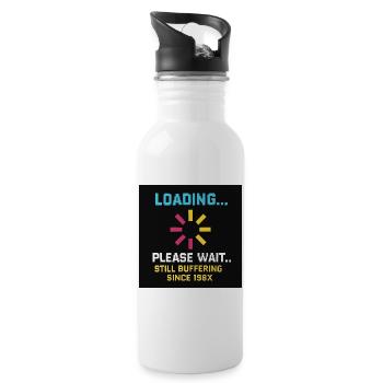 Charging Sign Humor Motif - Water bottle with straw - white - Right