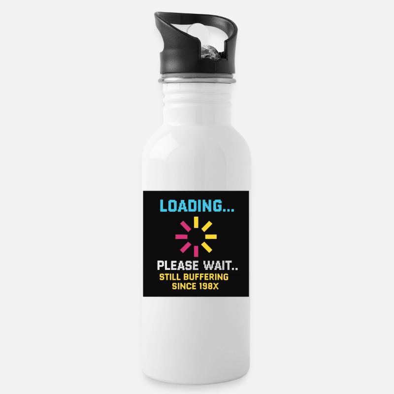 Ladezeichen Humor Motiv - Trinkflasche mit integriertem Trinkhalm - Weiß