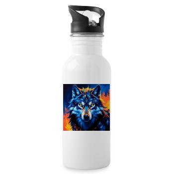 Illustration de loup géométrique vif - Gourde avec paille intégrée - blanc - Droite