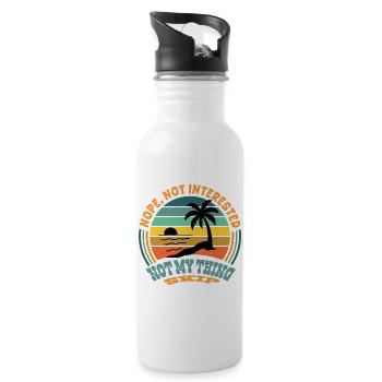Funny T-Shirt – Not My Problem, Skip, Boring - Water bottle with straw - white - Right