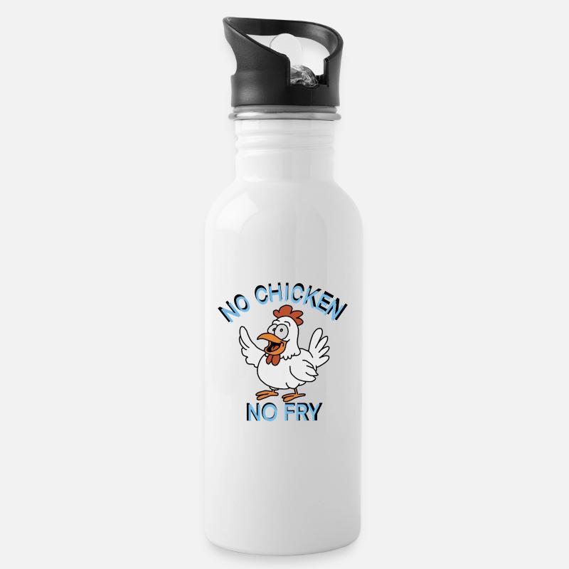 Humorvolle Henne - Trinkflasche mit integriertem Trinkhalm - Weiß
