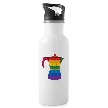 Vibrant rainbow coffee maker - Water bottle with straw - white - Right