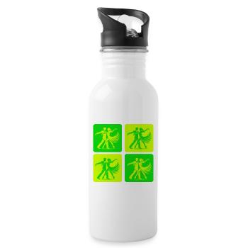 Elegant dancing couple vintage look - Water bottle with straw - white - Right