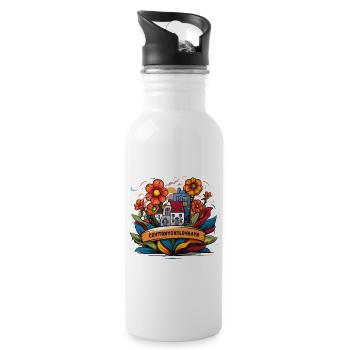 Brushes of Change: Kunstprojekt im öffentlichen Raum für Hobbyisten - Trinkflasche mit integriertem Trinkhalm - Weiß - Rechts
