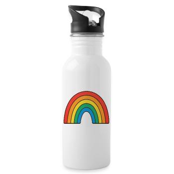 Vivid rainbow illustration in retro colors - Water bottle with straw - white - Right