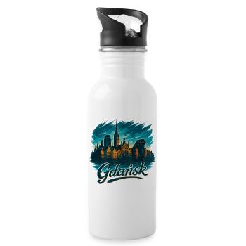 Gdansk Gdańsk Maritime Silhouette Poland Gift - Water bottle with straw - white - Right