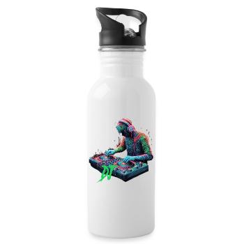 DJ - Trinkflasche mit integriertem Trinkhalm - Weiß - Rechts