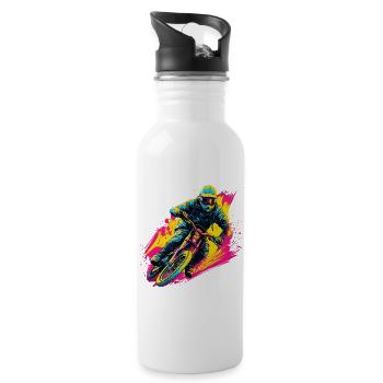 BMX Biker Steamwave - Water bottle with straw - white - Right