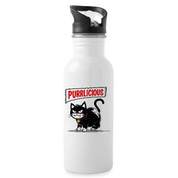 Katze Purrlicious - Trinkflasche mit integriertem Trinkhalm - Weiß - Rechts