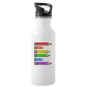 BUCHSTABE E NAMENSGESCHENKE VORNAME SCHULKIND - Trinkflasche mit integriertem Trinkhalm - Weiß - Rechts
