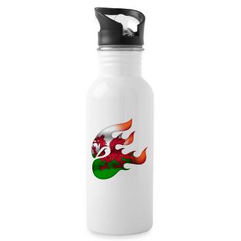 Flagge von Wales - Walisisch - Ninja - Trinkflasche mit integriertem Trinkhalm - Weiß - Rechts