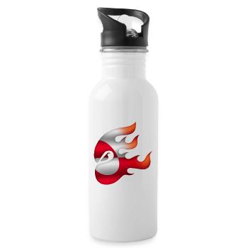 Grönländische Flagge - Grönland - Ninja - Trinkflasche mit integriertem Trinkhalm - Weiß - Rechts