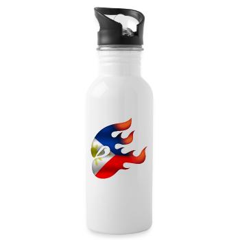 Philippinische Flagge - Philippinen - Ninja - Trinkflasche mit integriertem Trinkhalm - Weiß - Rechts