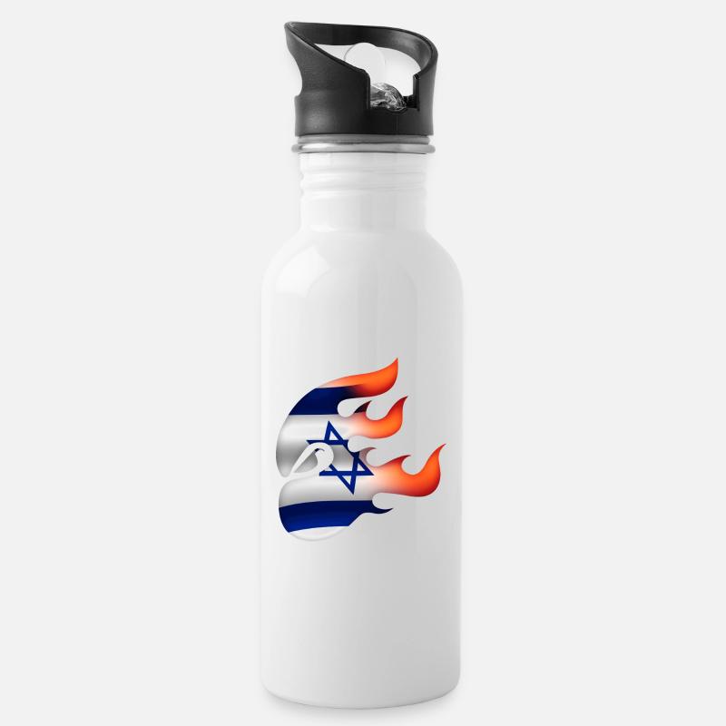 Flagge Israels - Israel - Ninja - Trinkflasche mit integriertem Trinkhalm - Weiß