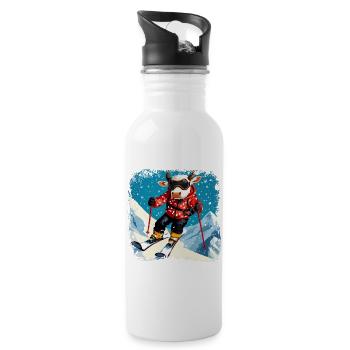 Ski cows - Water bottle with straw - white - Right