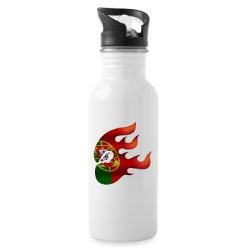 Flagge von Portugal - Portugal - Ninja - Trinkflasche mit integriertem Trinkhalm - Weiß - Rechts