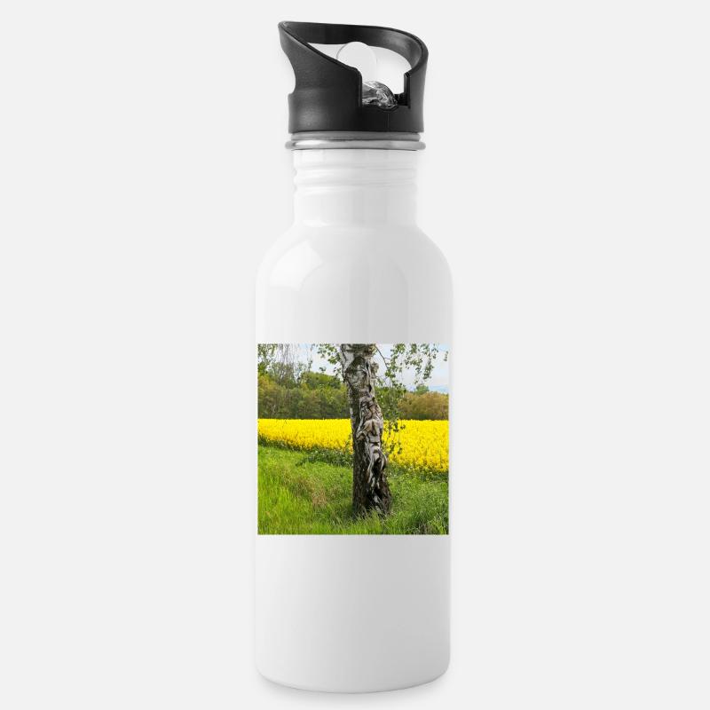 NatureArt RAPSBIRKEN - Trinkflasche mit integriertem Trinkhalm - Weiß