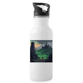 Collines du château au coucher du soleil - Gourde avec paille intégrée - blanc - Droite