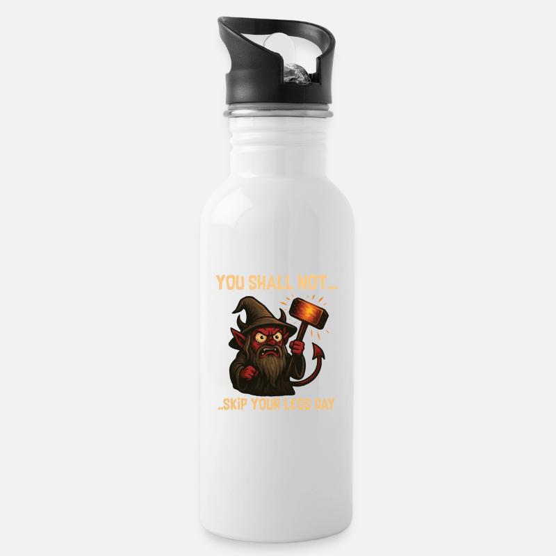 Du sollst nicht überspringen... Bein-Tag - Trinkflasche mit integriertem Trinkhalm - Weiß