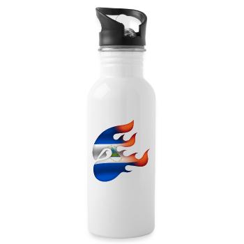 Flagge von Nicaragua - Nicaragua - Ninja - Trinkflasche mit integriertem Trinkhalm - Weiß - Rechts