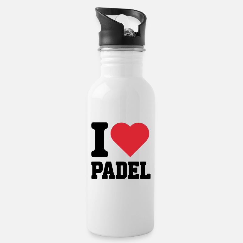 Ich liebe Padel - Trinkflasche mit integriertem Trinkhalm - Weiß