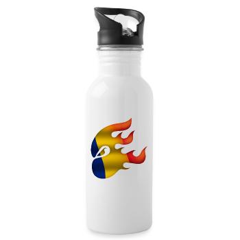 Rumänien Flagge - Rumänien - Ninja - Trinkflasche mit integriertem Trinkhalm - Weiß - Rechts