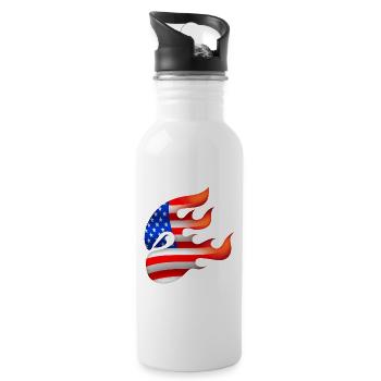 Flag of the United States - USA - Ninja - Water bottle with straw - white - Right