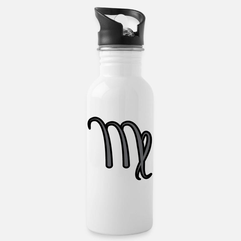 Jungfrau Sternzeichen Symbol Schwarz & Grau - Trinkflasche mit integriertem Trinkhalm - Weiß