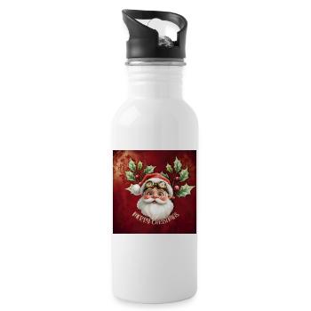 Christmas Elf with Vintage Glasses - Water bottle with straw - white - Right