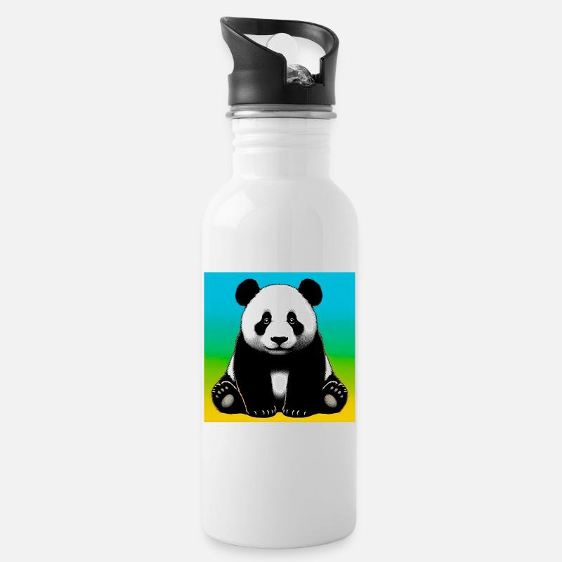 Panda - Trinkflasche mit integriertem Trinkhalm - Weiß