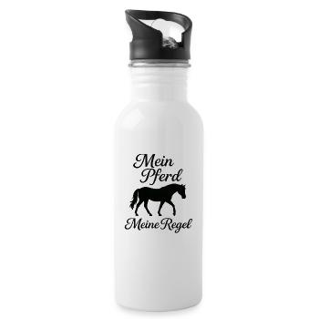 Mein Pferd Meine Regel - Trinkflasche mit integriertem Trinkhalm - Weiß - Rechts