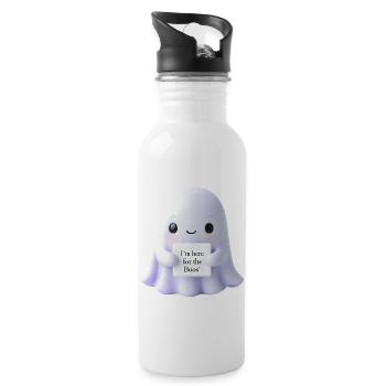 Halloween Saying Ghost Gift Idea - Water bottle with straw - white - Right