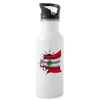 Drapeau du Liban - Drapeau Broken Design - Gourde avec paille intégrée - blanc - Droite