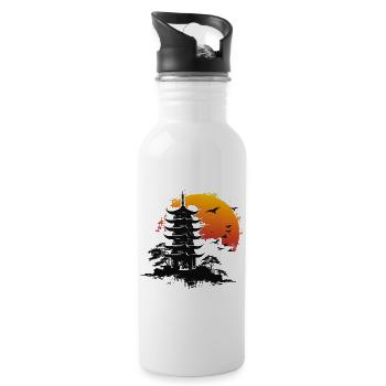 Pagode orange japan - Trinkflasche mit integriertem Trinkhalm - Weiß - Rechts