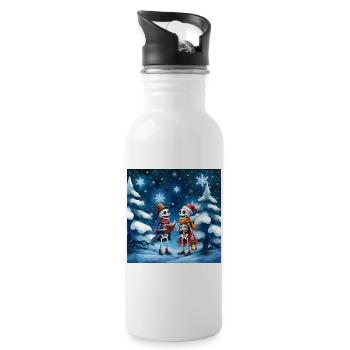 Squelettes de Noël avec chapeaux et lanternes - Gourde avec paille intégrée - blanc - Droite