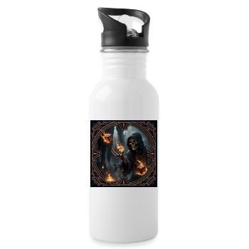 Skeleton Rune Mage in Shadows - Water bottle with straw - white - Right