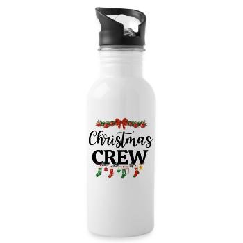 christmas crew, marry christmas - Water bottle with straw - white - Right
