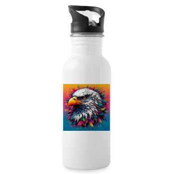 Adler - Trinkflasche mit integriertem Trinkhalm - Weiß - Rechts