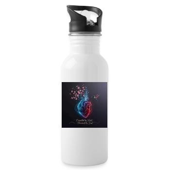 HerZschlag I Ilustration Cherry Blossoms & Hummingbird - Water bottle with straw - white - Right