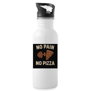 Humorous pizza quote with muscle pattern - Water bottle with straw - white - Right