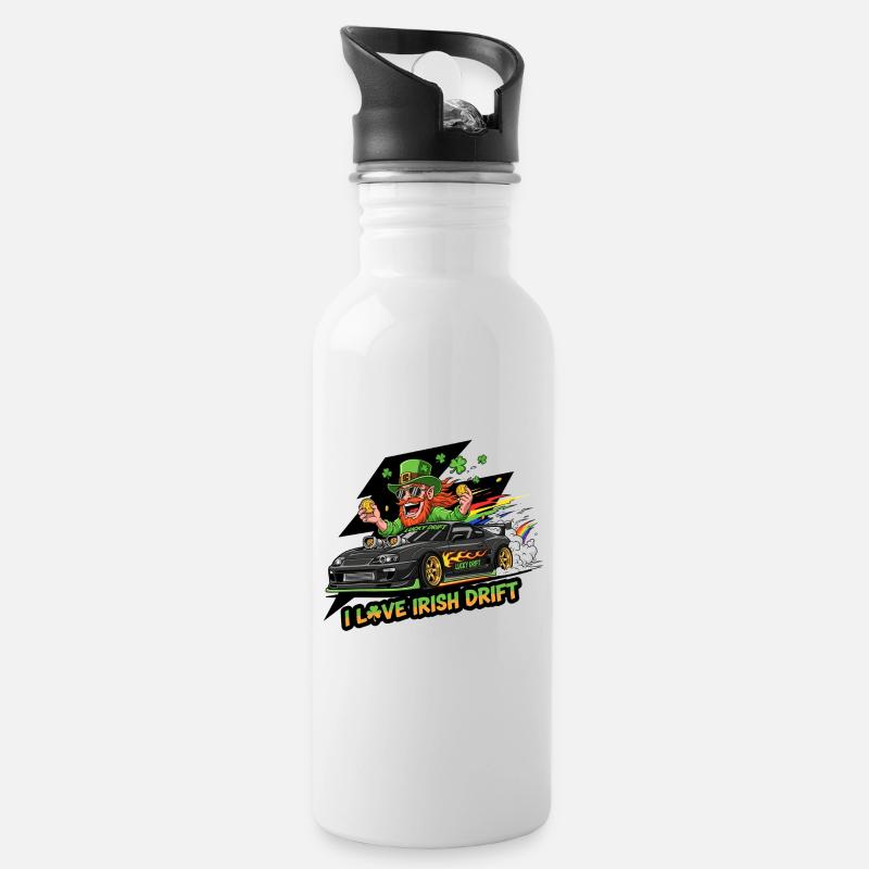 Irisches Drift Celebration T-Shirt - Trinkflasche mit integriertem Trinkhalm - Weiß
