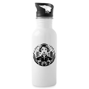 Urban Woman Headphones Lotus Skyline Rock Techno - Water bottle with straw - white - Right