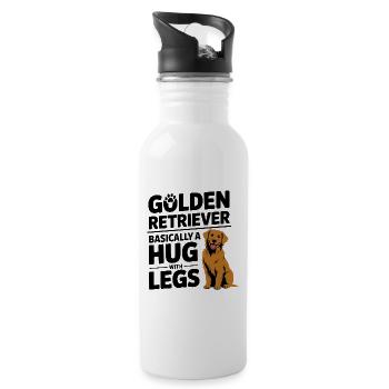 Golden Retriever Hug With Legs - Water bottle with straw - white - Right