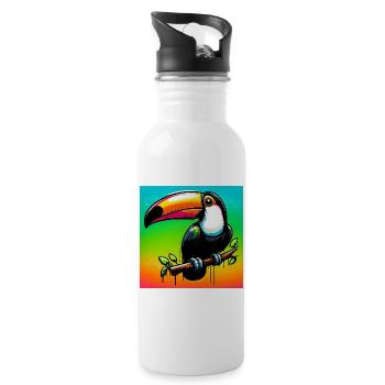 toucan - Water bottle with straw - white - Right